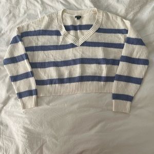 Wild Fable Cropped, Striped Blue and White Sweater